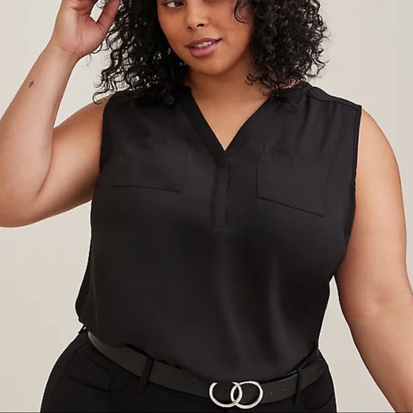 COPY - HARPER GEORGETTE SLEEVELESS BLOUSE - Picture 1 of 4